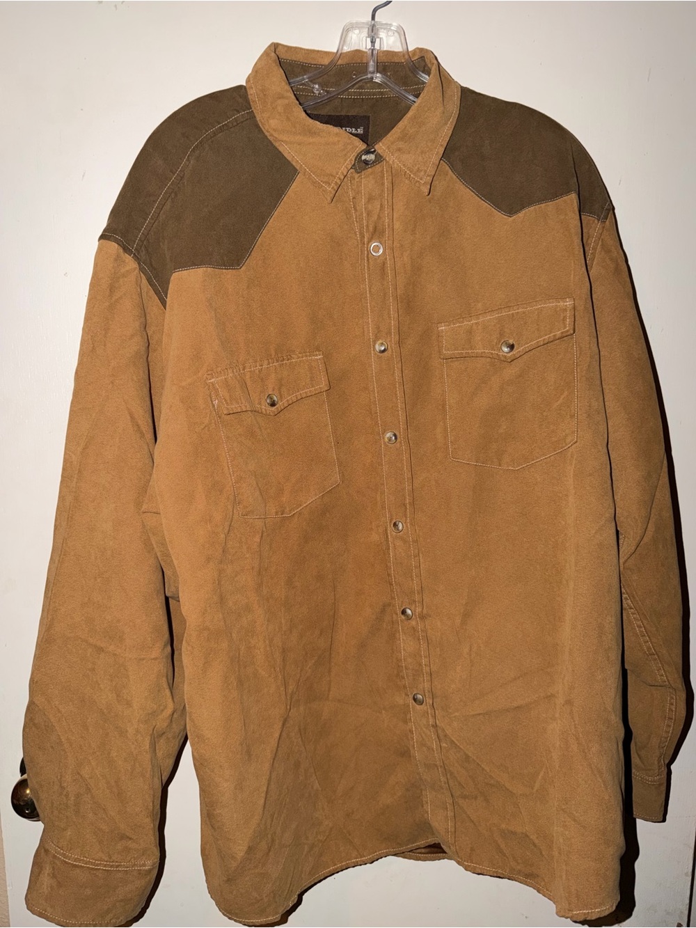 Bit & Bridle Two-Tone Brown Suede Western Shirt Jacket